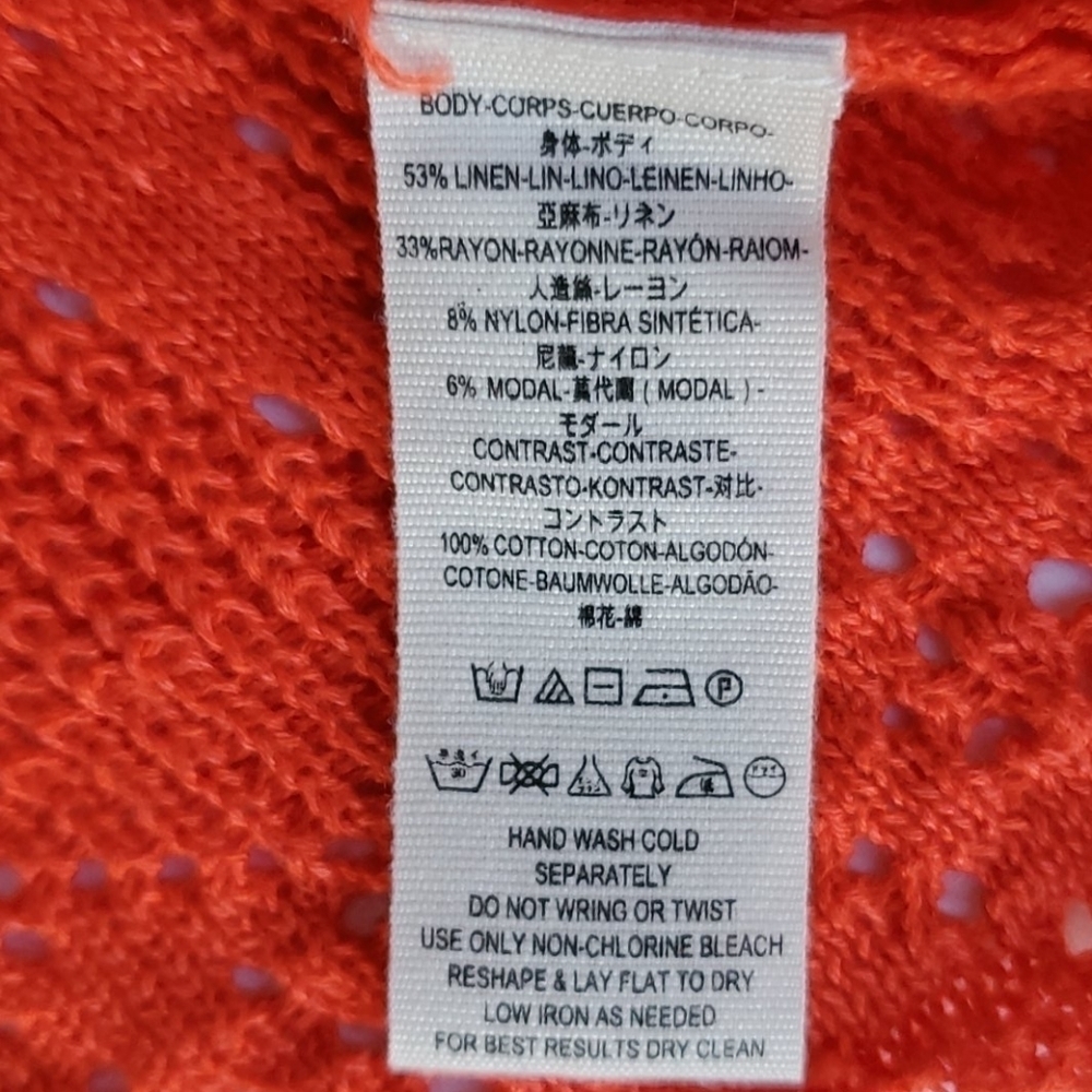 Free People Orange cotton lace Big Bell Sleeve Sml - Picture 4 of 6